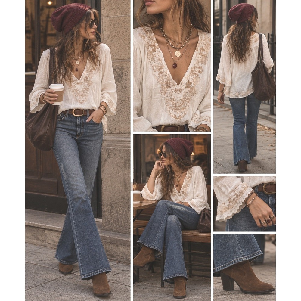 Monoreno tunic cross stitch embroidery cotton sustainable quality LG white boho